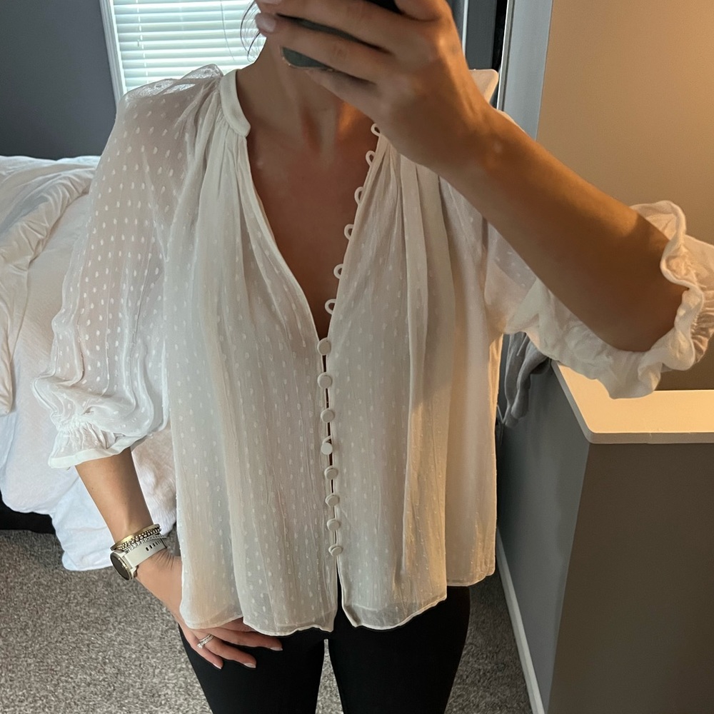 White polka dot blouse